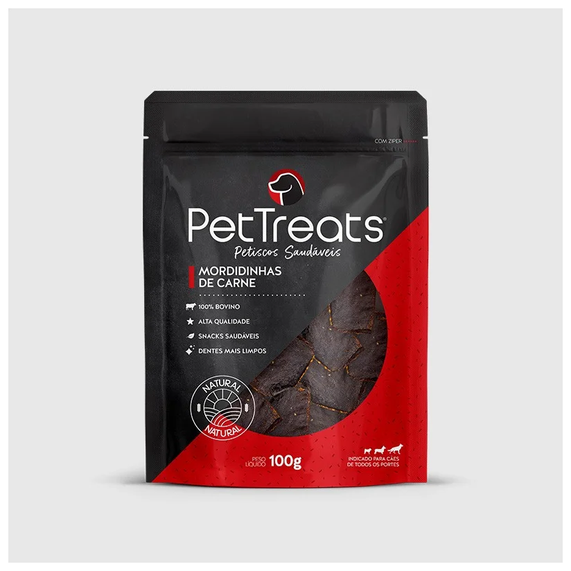 Petisco para Cães Pet Treats Mordidinhas De Carne Pouch 100g