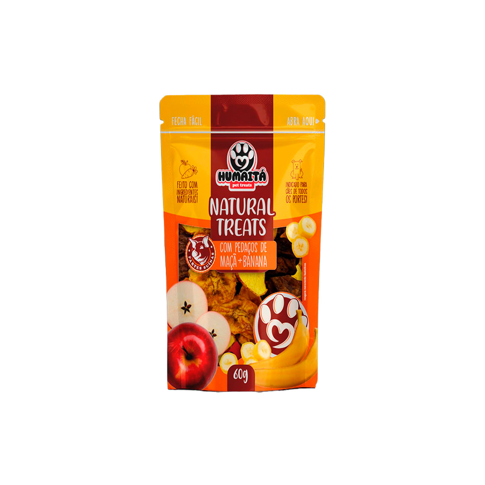 Snack Humaitá Natural para Cães Sabor Suíno, Maçã e Banana 60 g