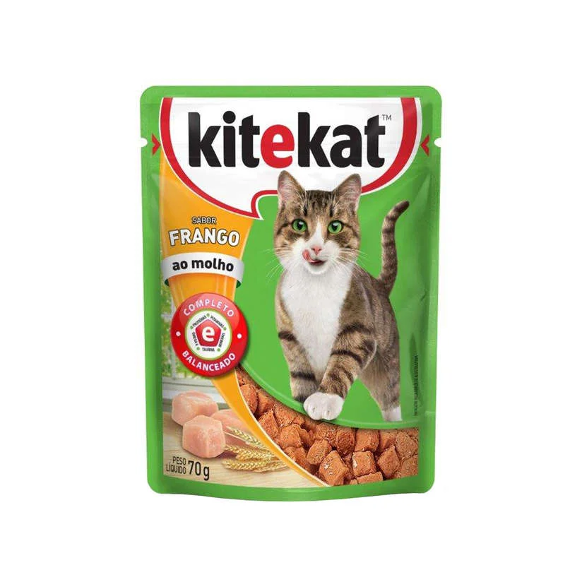 Ração Úmida Kitekat Sachê Gatos Adultos Frango Sache 70g