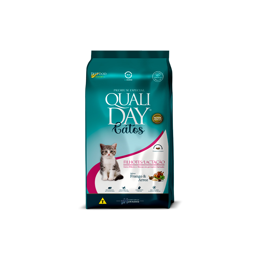 Ração Qualiday para Gatos Filhotes e Lactação Sabor Frango 2,5 kg