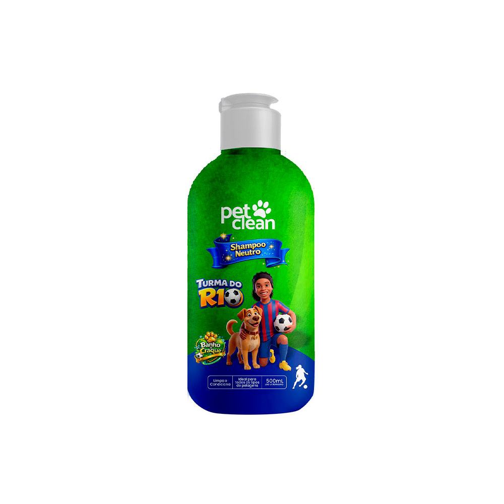 Shampoo Pet Clean Neutro Turma do R10 para Cães e Gatos 500 ml