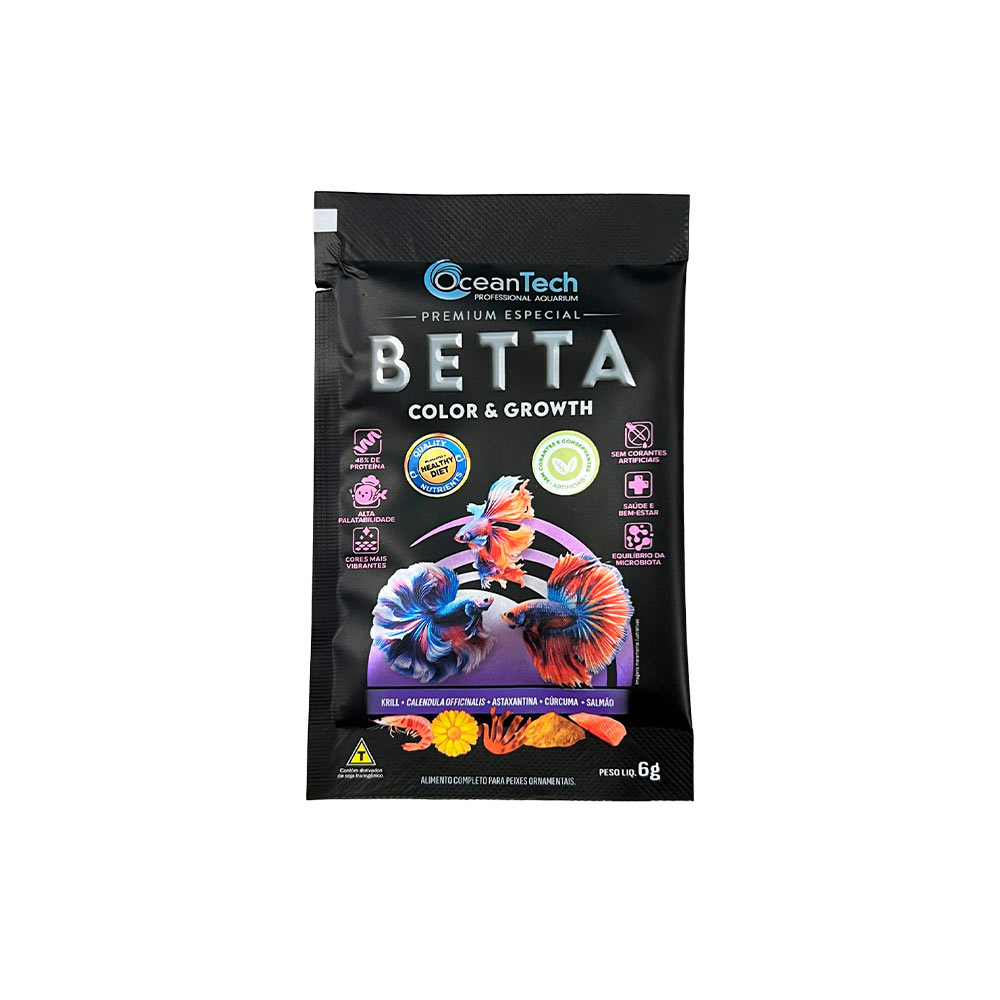 Alimento Ocean Tech Betta Color e Growth para Peixes Betta