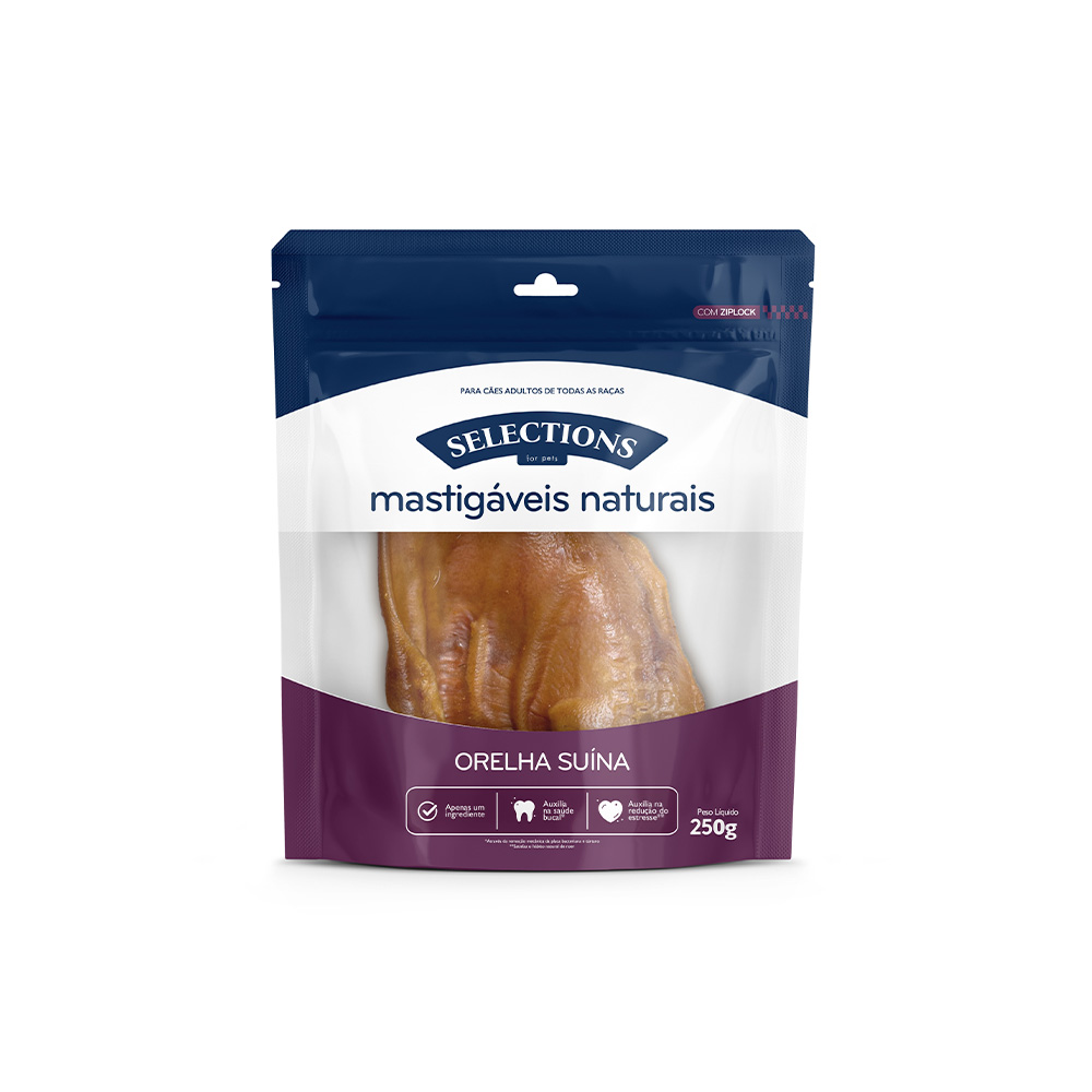 Osso Selections For Pets Orelha Suína Pouch para Cães 250 g