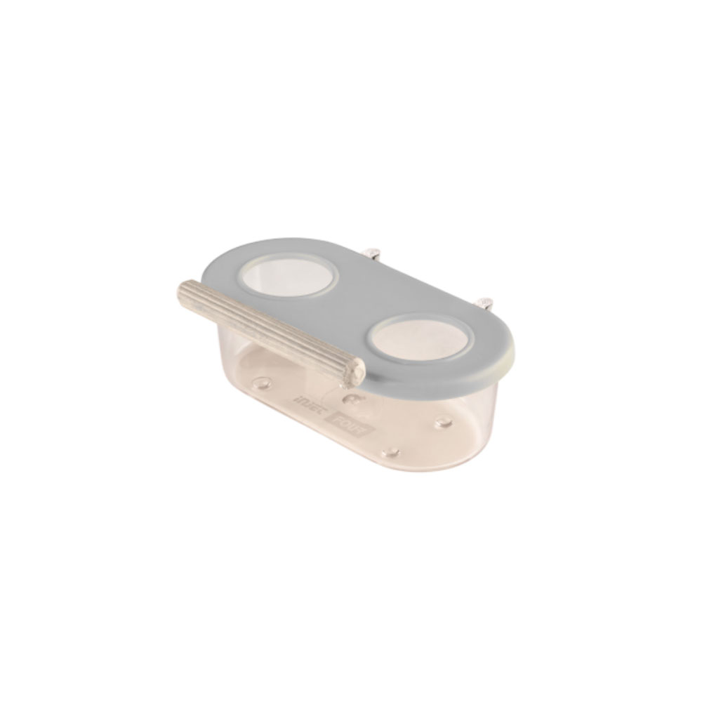 Comedouro 2 Furos InjetFour com Poleiro e Gancho Branco para Pássaros 90 ml