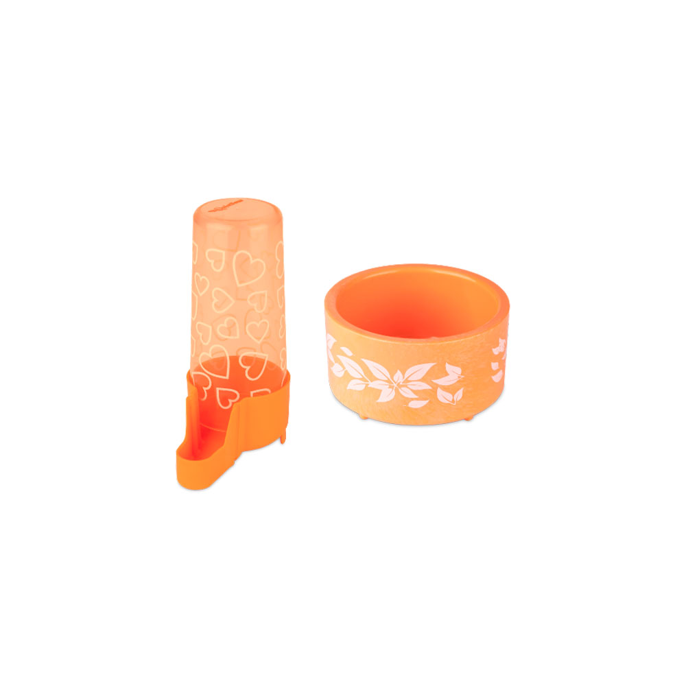 Kit Bebedouro e Comedouro para Calopsitas Laranja Número 2