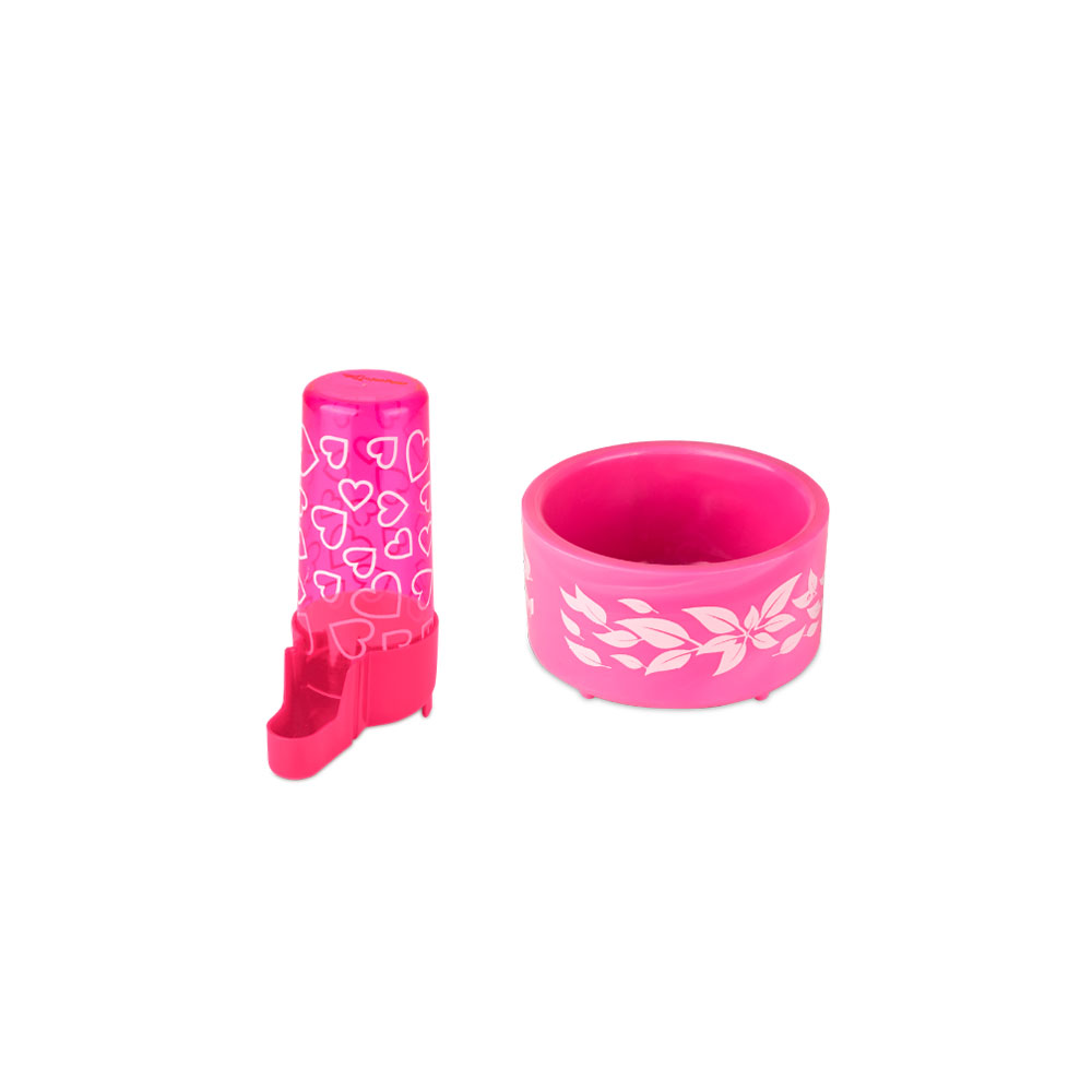 Kit Comedouro e Bebedouro InjetFour Rosa para Calopsitas Número 2