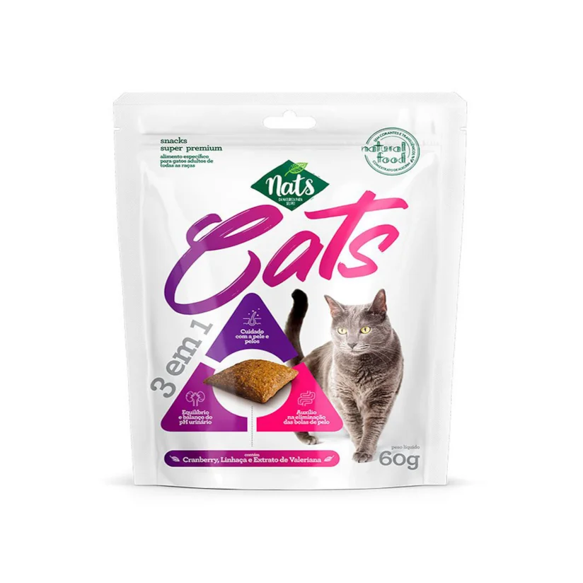 Snack Gatos Nats Cats 3 em 1 60g