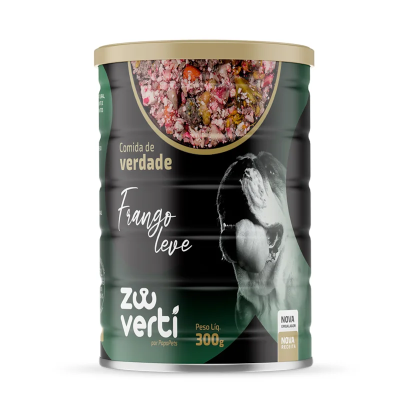 Ração úmida Papapets para Cães Frango Leve Lata 300g
