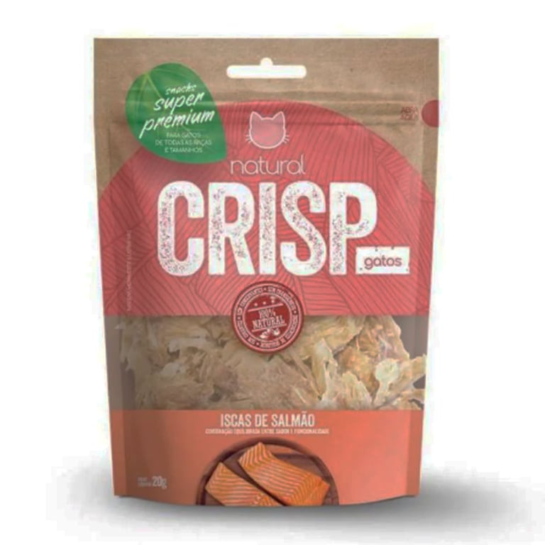 Snack Desidratado Para Gatos Natural Crips Iscas de Salmão 20g