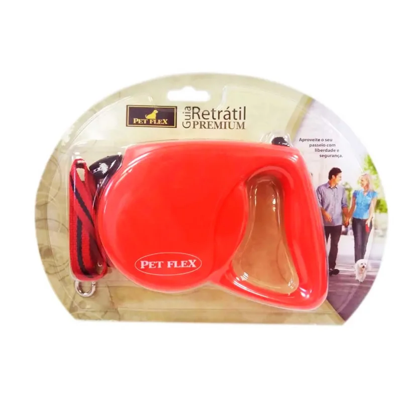 Guia Retrátil Premium Vermelho Pet Flex Até 20kg