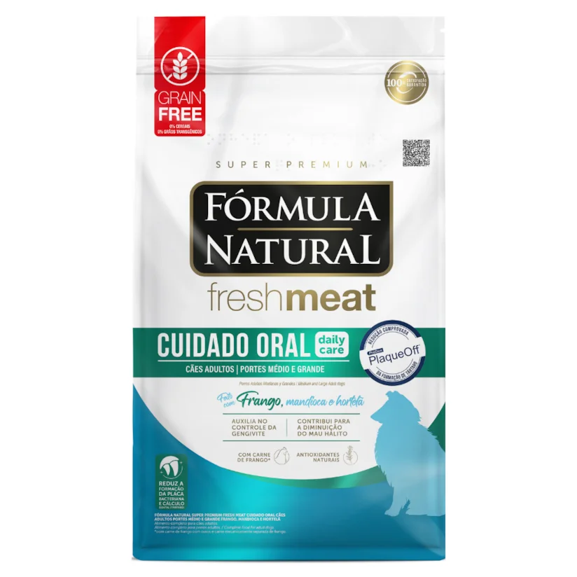 Ração Fórmula Natural Cães Fresh Meat Cuidado Oral Adultos Raças Med/Gd 12Kg