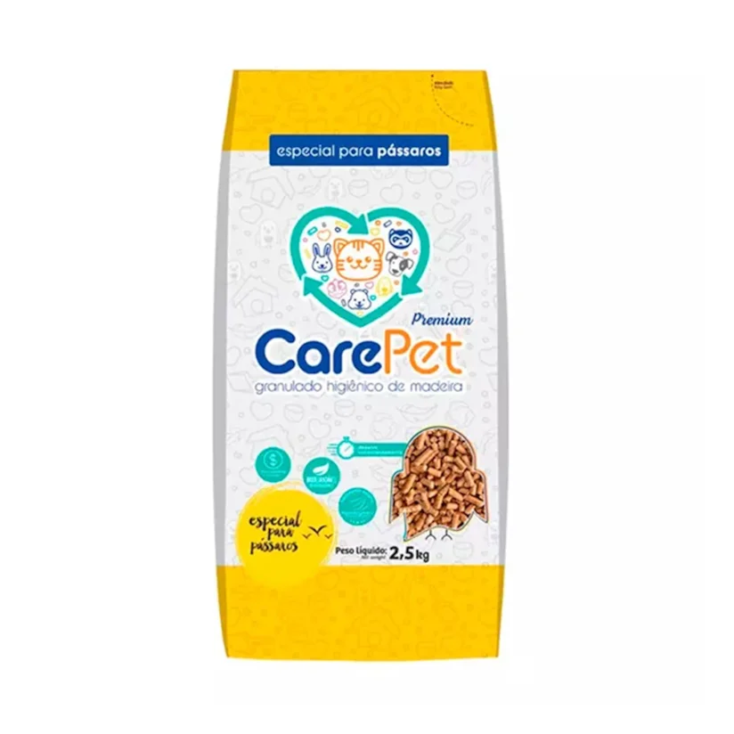 Granulado de Madeira Pássaros Carepet Premium Original 2,5kg