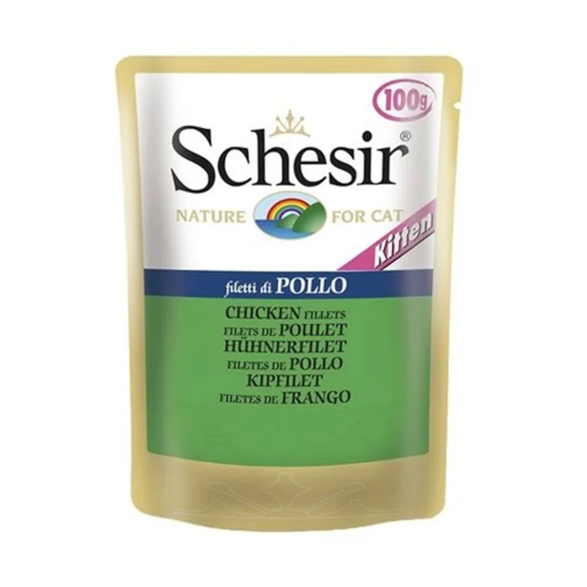 Ração Úmida Schesir Kitten Sachê Gatos Filhotes Filé De Frango 100g