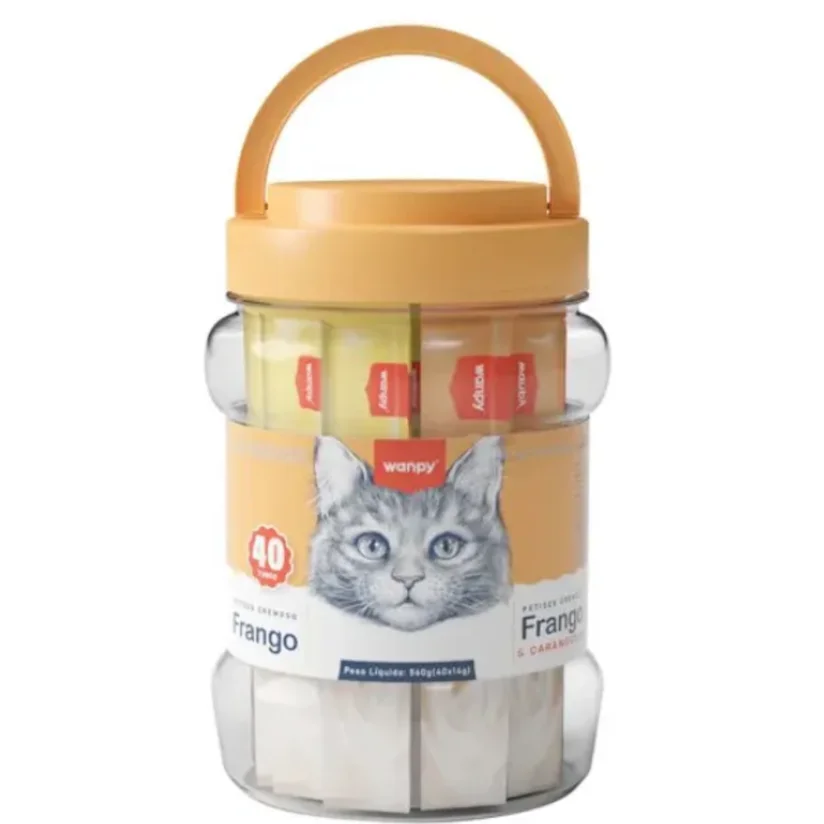 Petisco para gatos Wanpy Creamy sabor Frango + Frango e Caranguejo com 40 tubos de 14g