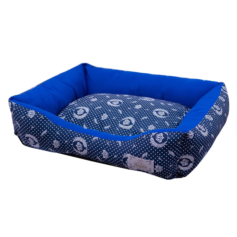 Cama De Tecido Retangular Maxximo Pet Azul Brasao Coroa M