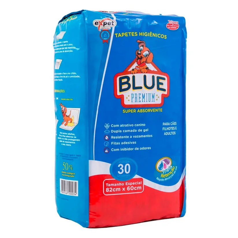 Tapete Higiênico Expet Blue Premium 82X60Cm 30 Unidades