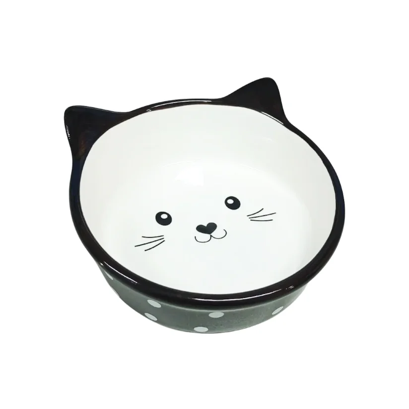 Comedouro Gatos The Pets Porcelana Face Cat Preto 200ml