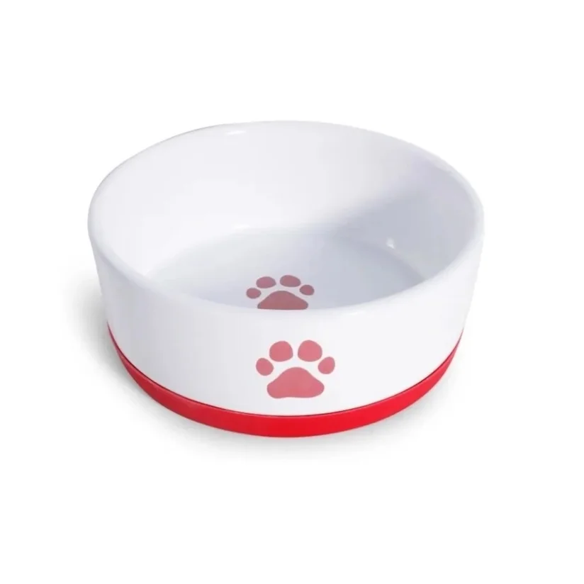 Comedouro Cães The Pets Porcelana Pata Vermelha 450ml