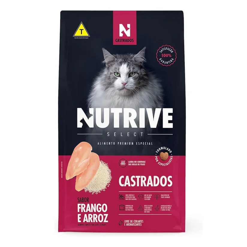 Ração Gatos Nutrive Select Castrados Frango e Arroz 1kg