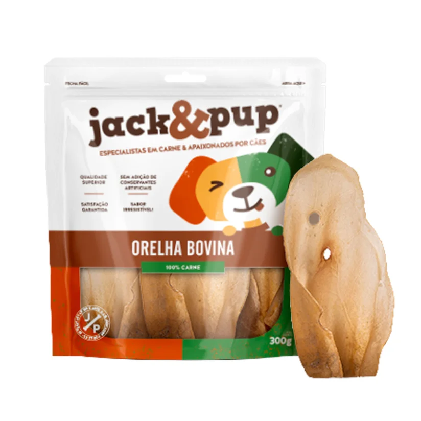 Petisco para Cães Orelha Bovina Jack&Pup 300g
