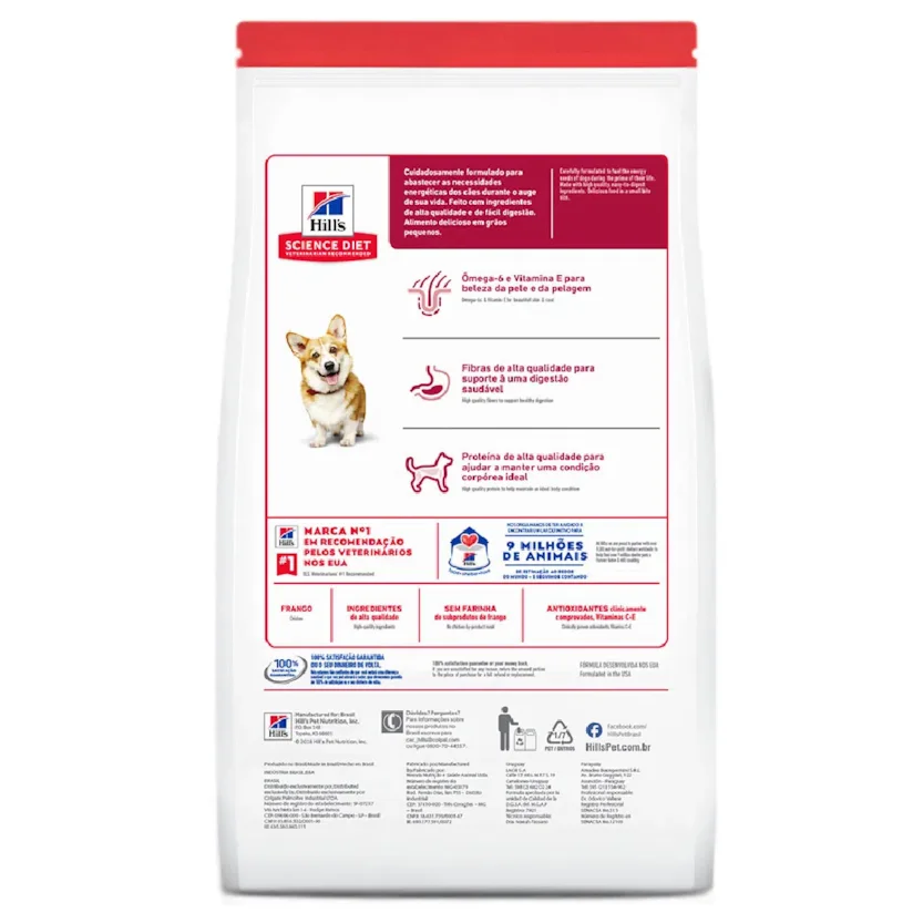 Ração Hill s Science Diet Cães Adultos Pedaços Pequenos 12Kg