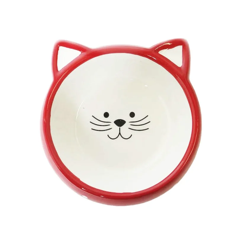 Comedouro Gatos The Pets Porcelana Face Cat Fundo Vermelho 200ml