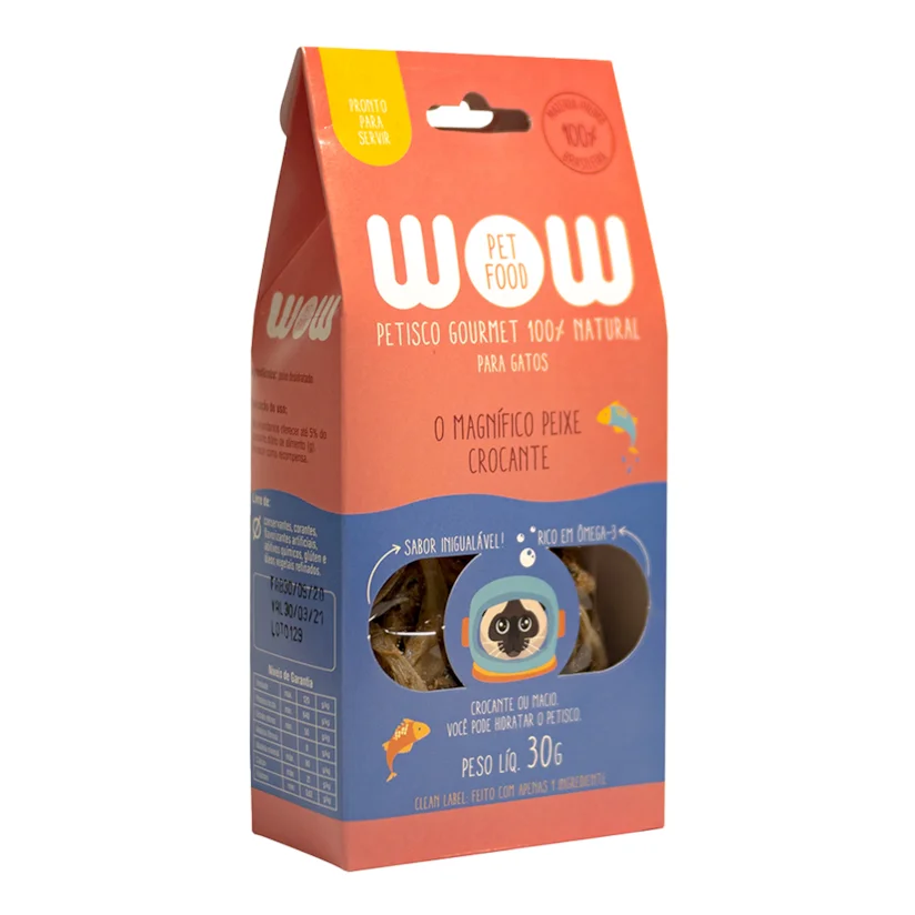 Petisco Para Gatos Wow Gourmet Natural Peixe Desidratado 30g