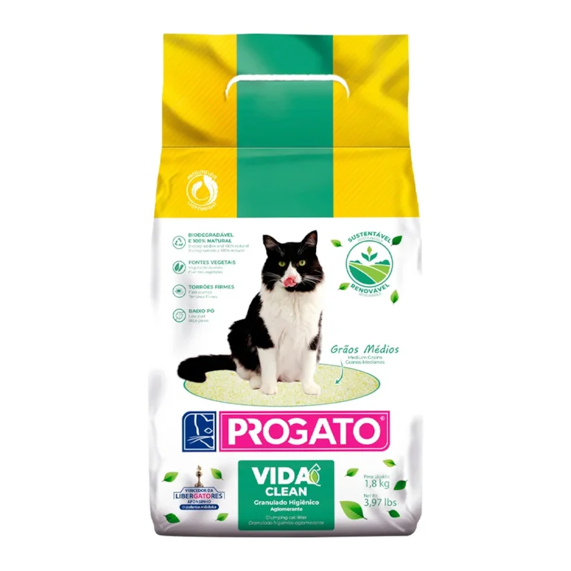 Areia Biodegradável Higiênica Para Gatos Progato Vida Clean 1,8Kg
