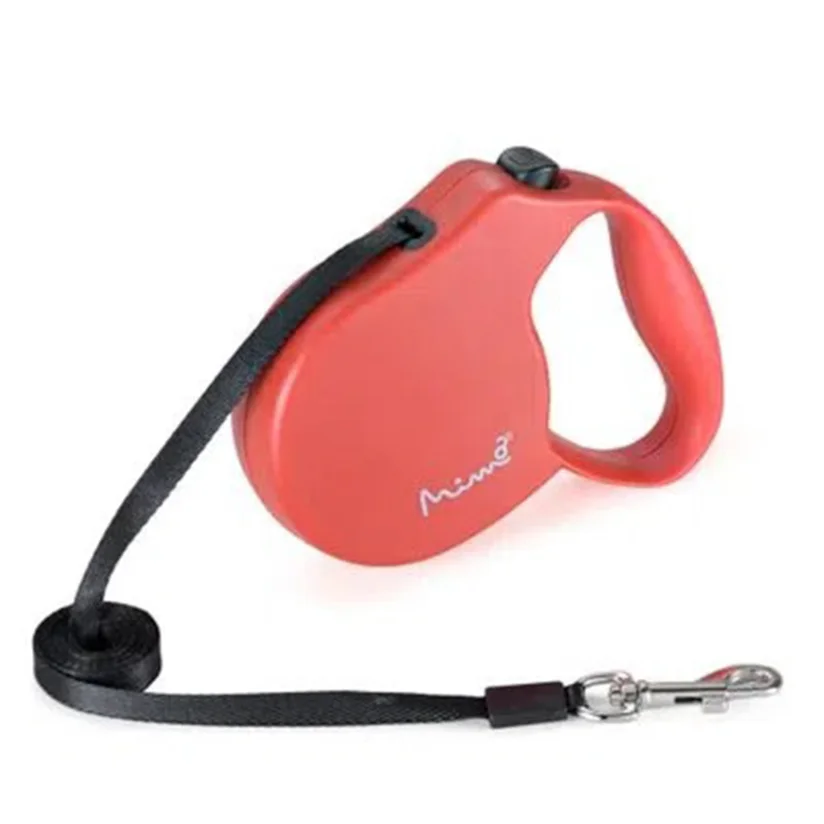Guia Retrátil Cães Mimo Safe Walk Emborrachada Até 11kg Vermelho