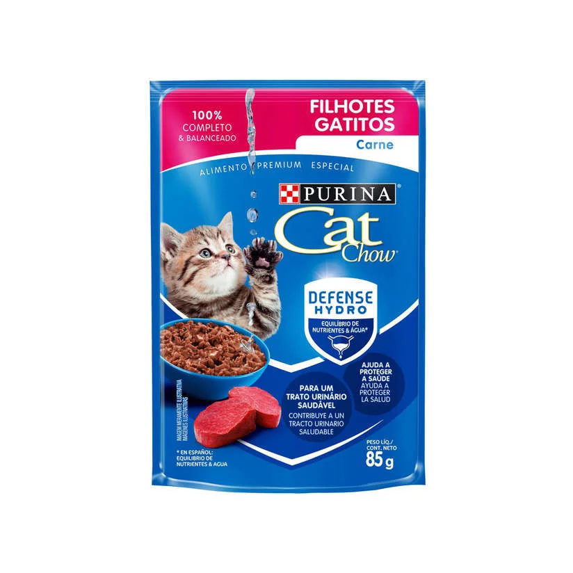 Ração Úmida Nestlé Purina Cat Chow Filhotes Carne ao Molho Sachê 85g