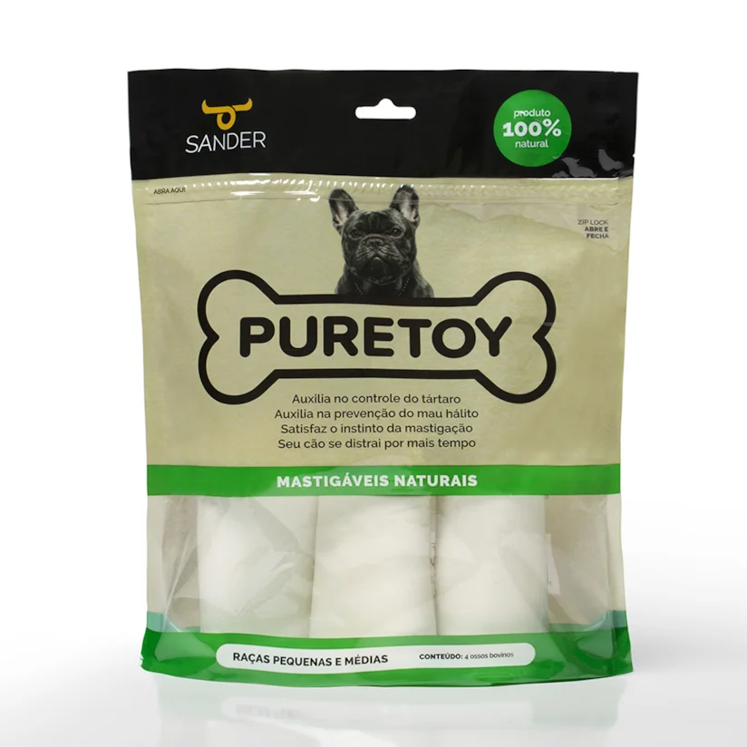 Kit Mastigáveis Para Cães Puretoy Raça Pequena e Média 3" 4" Com 4 Unidades