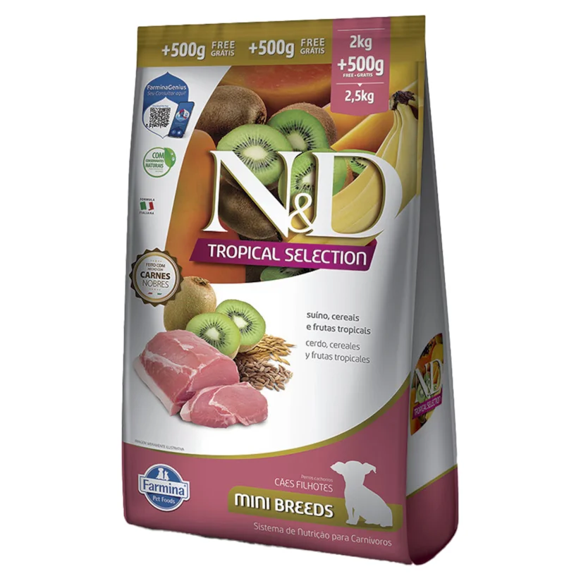 Ração ND Tropical Selection Para Cães Puppy Mini Suino Leve 2,5kg e Pague 2kg