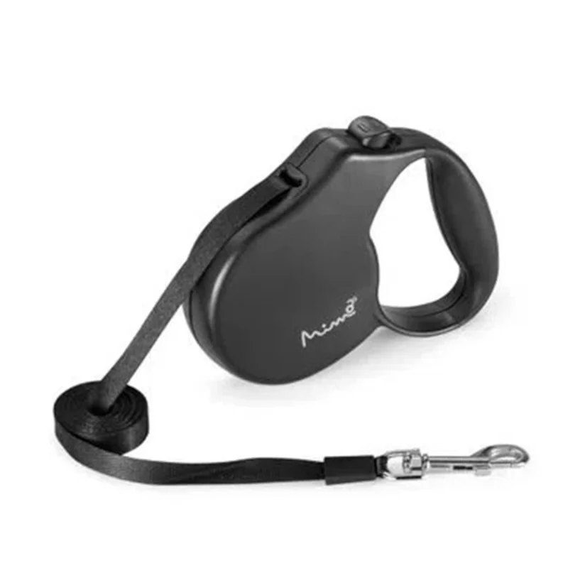 Guia Retrátil Cães Mimo Safe Walk Emborrachada Até 18kg Preto