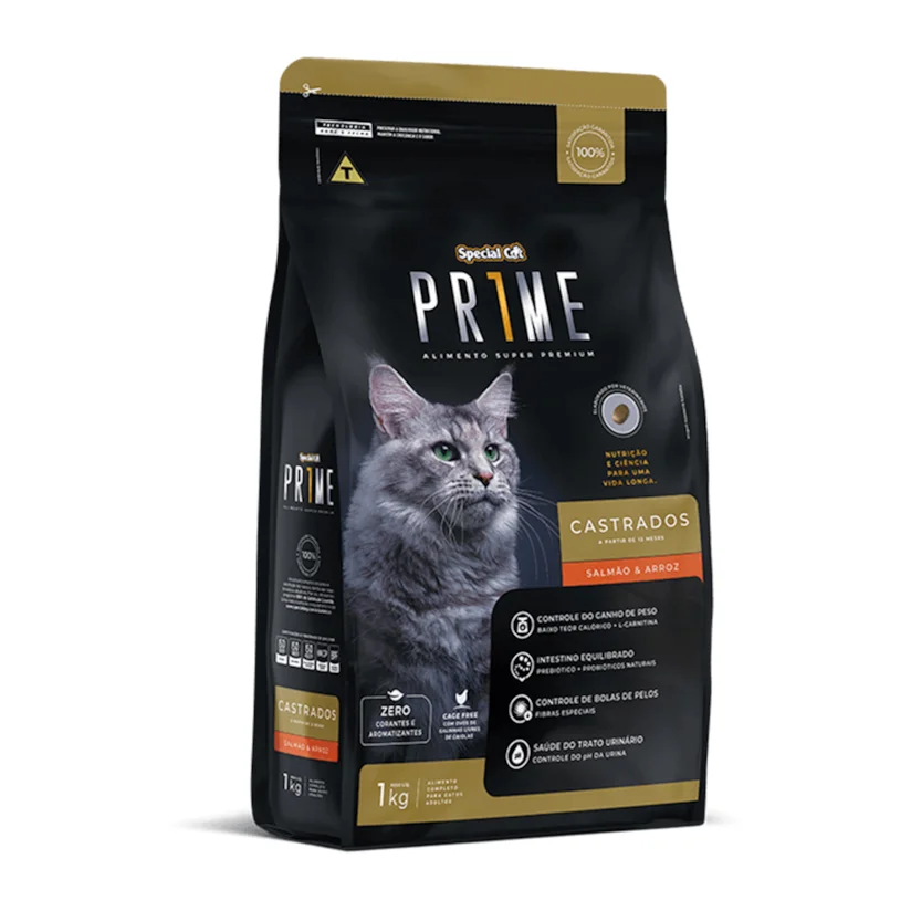 Ração Gatos Special Cat Castrados Prime Salmão e Arroz 1Kg