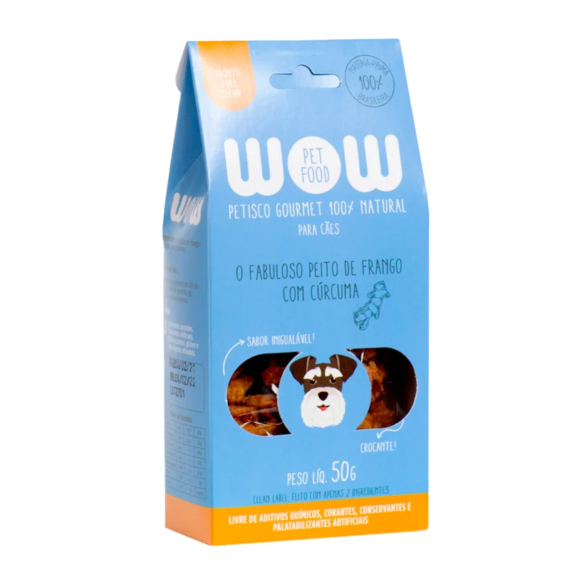 Petisco Para Cães Wow Gourmet Natural Frango e Cúrcuma 50g