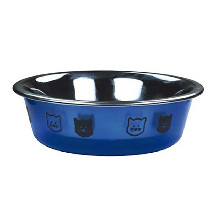 Comedouro Gatos Jambo Plástico Cristal Azul
