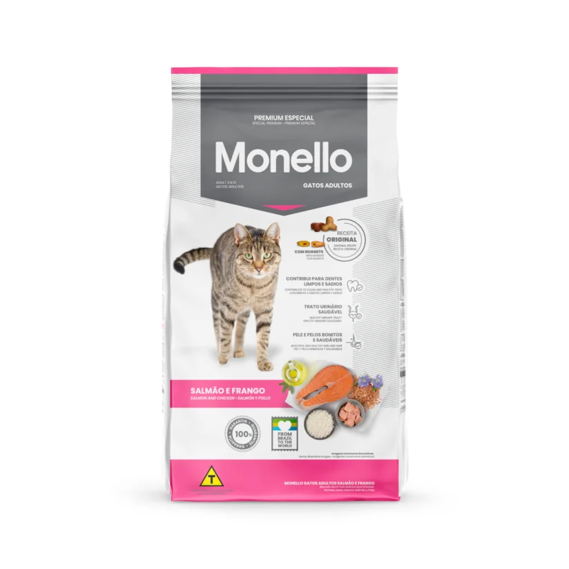 Ração Monello Gatos Adultos Salmão e Frango 7kg