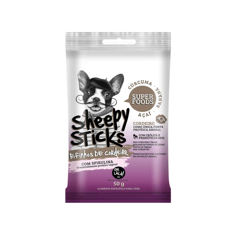Snack Oh LàLà Cães Sheepy Sticks Açaí, Banana e Curcuma 50g