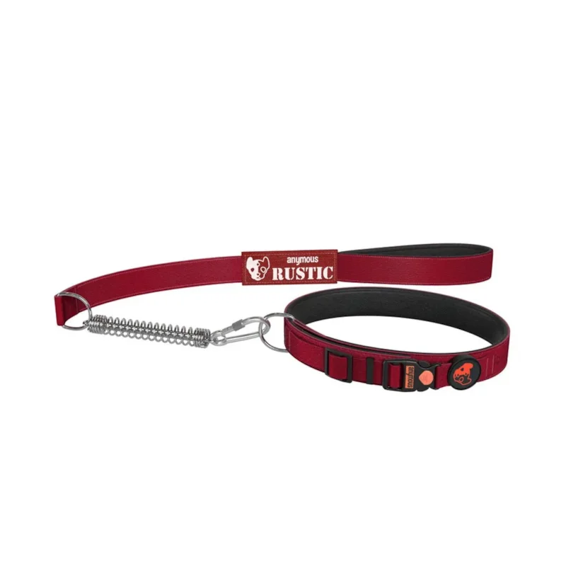 Coleira Com Guia Para Cães Anymous Rustic Vermelho M