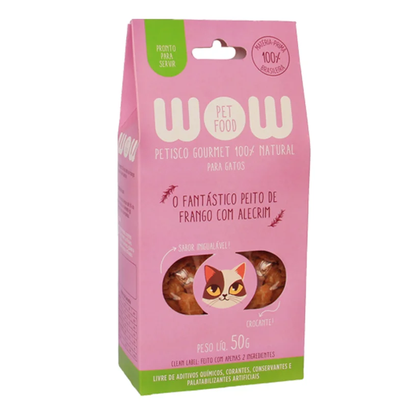 Petisco Para Gatos Wow Gourmet Natural Frango e Alecrim 50g