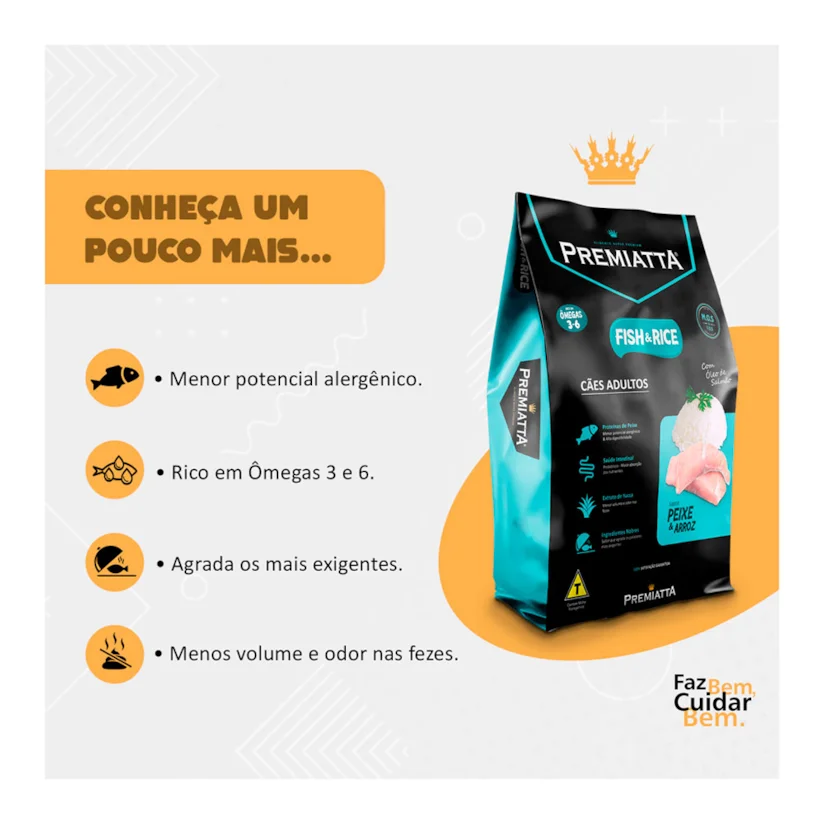 Ração Premiatta Cães Fish.Rice Mini Bits 3kg