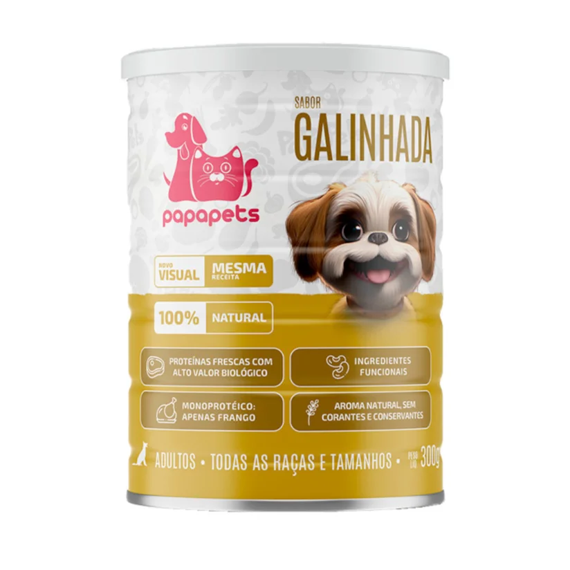 Ração Úmida PapaPets para Cães Adultos Sabor Galinhada 300g