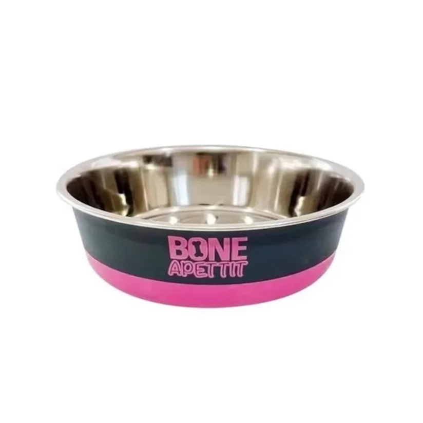 Comedouro Cães The Pets Inox Bone Apettit Rosa 350ml
