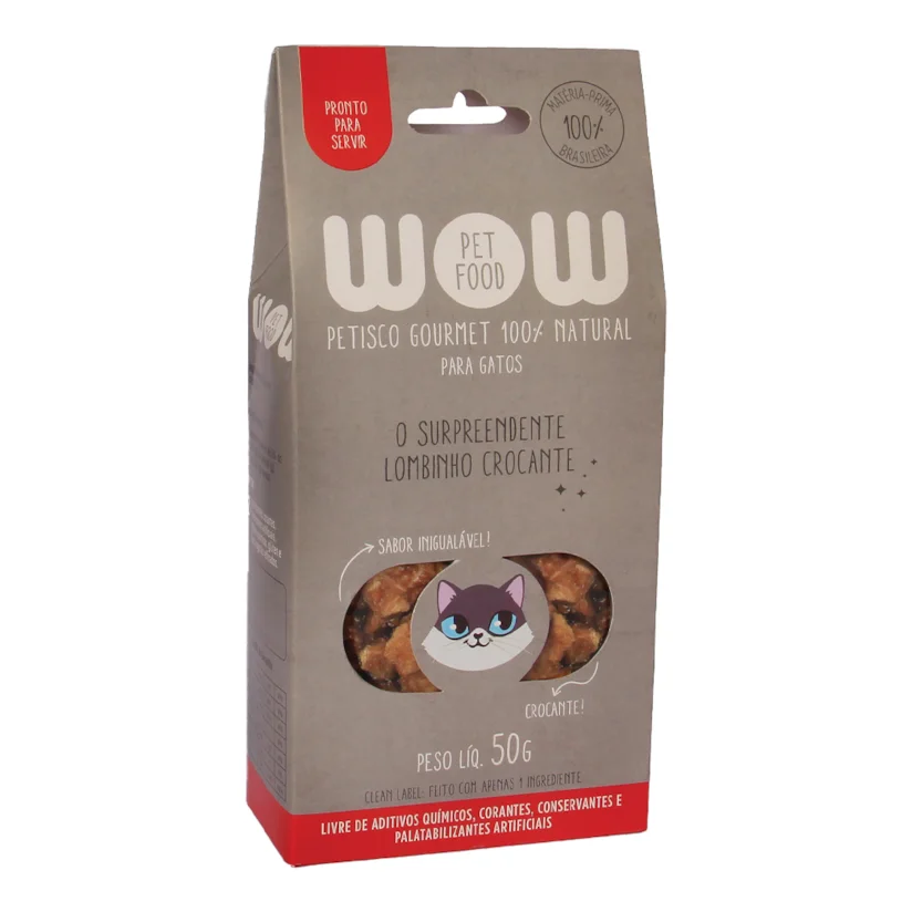 Petisco Para Gatos Wow Gourmet Natural Lombinho Desidratado 50g
