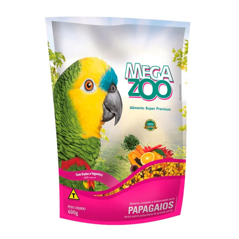Ração para Papagaios Frutas e Legumes Megazoo 600g