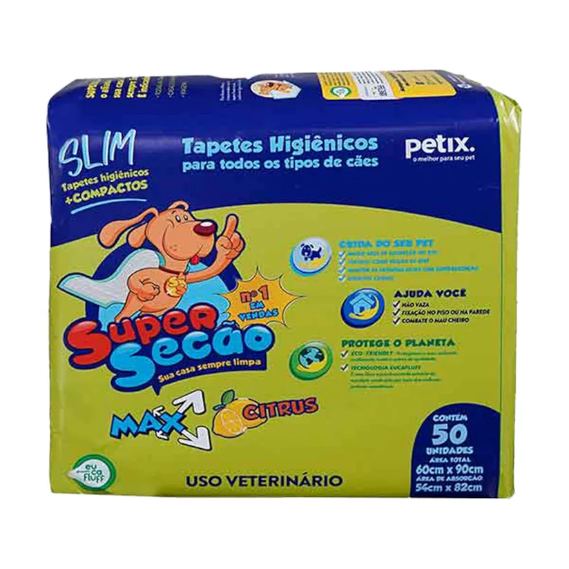 Tapete Higiênico Super Secao Max Citrus Slim com 50 Unidades