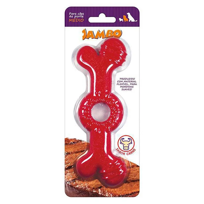 Brinquedo Jambo Osso Anelado Grande Sabor Carne