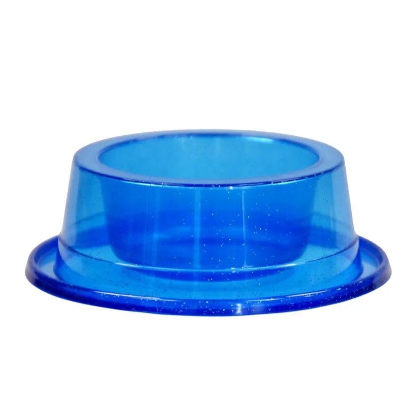 Comedouro Cães Pet Toys Filhote Antiformiga Azul Transparente Glitter 300ml