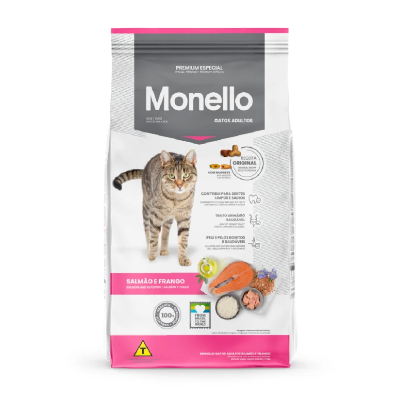 Ração Monello Gatos Adultos Salmão e Frango 15kg