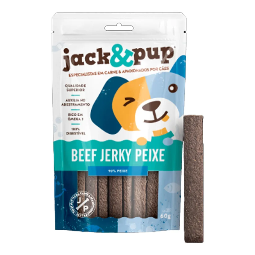 Petisco para Cães Beef Jerk Peixe Jack&Pup 60g